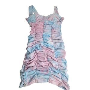 Haute Monde Pink & Blue Tie Dyed Ribbed Bodycon Dress Women's Size M